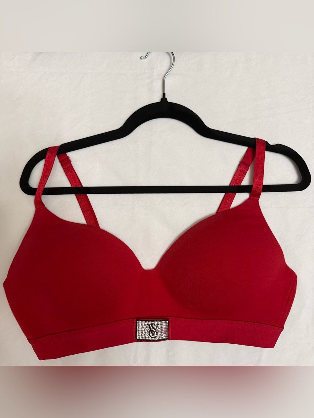 Victoria’s Secret Rhinestone Shine Band Wireless Bralette Red 38D